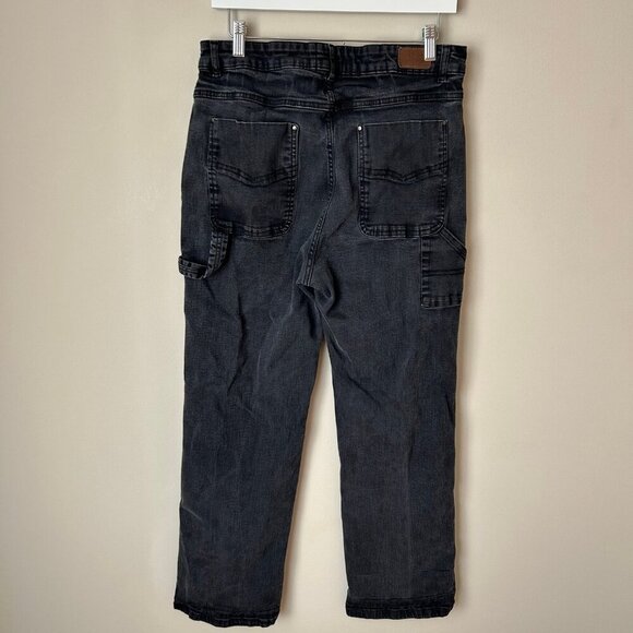 Hell Bunny Black Wash Carpenter Denim Baggy Jeans Women’s Size XL 34 Waist - Picture 4 of 5